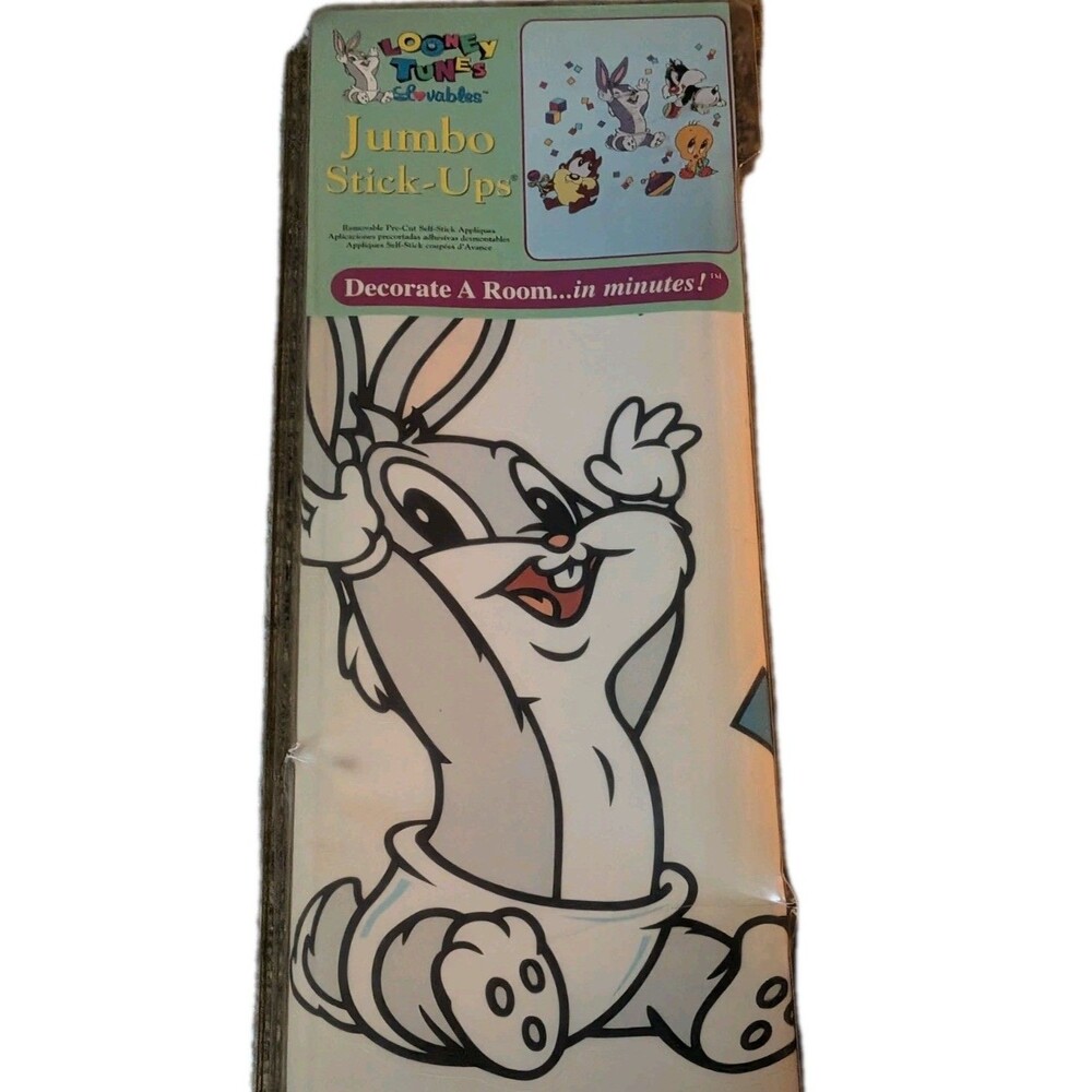 Looney Tunes Loveables Jumbo Wall Stick-Ups Removeable Decals Tweety & Bugs 1996